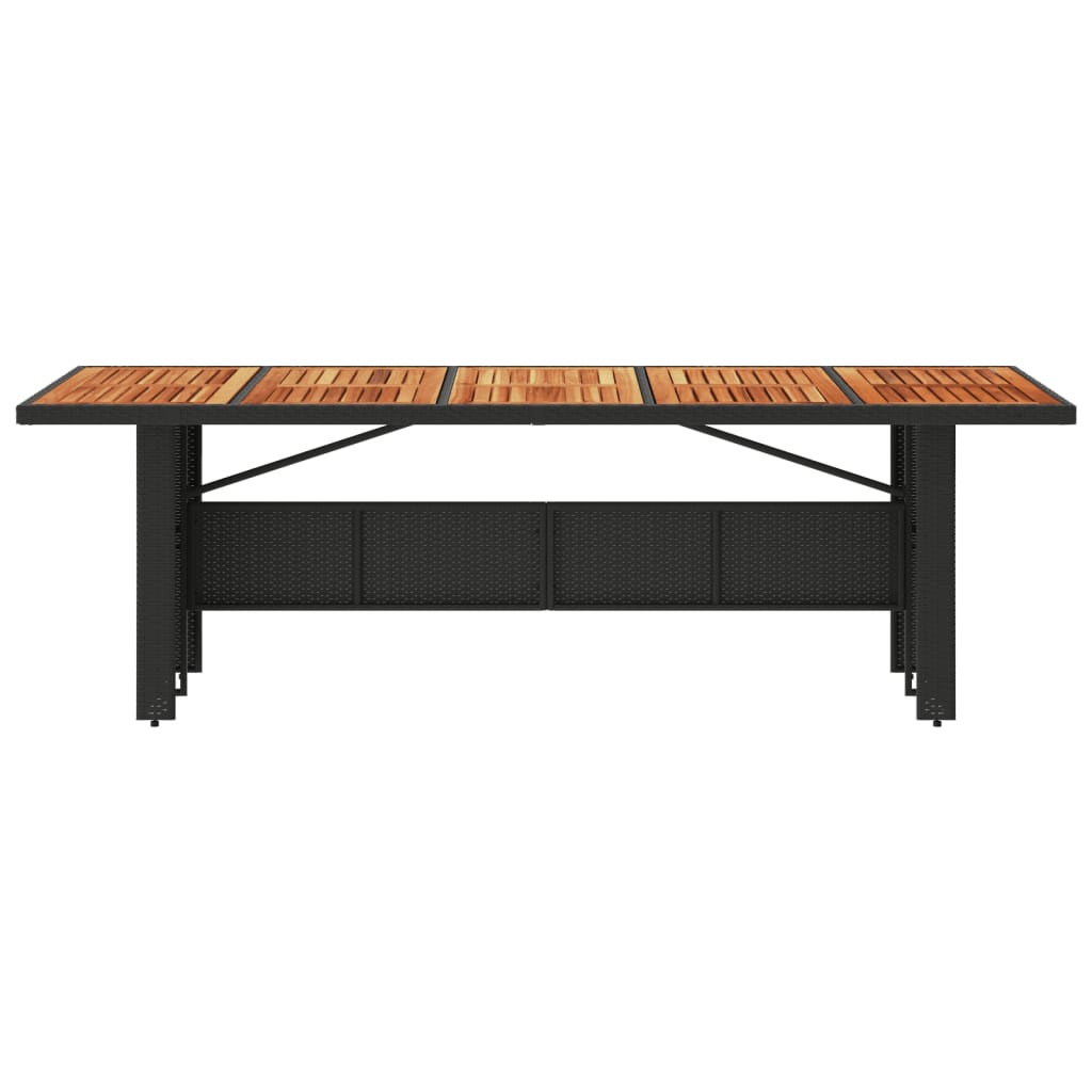 Table de jardin avec plateau en verre 240x90x75 cm poly rotin