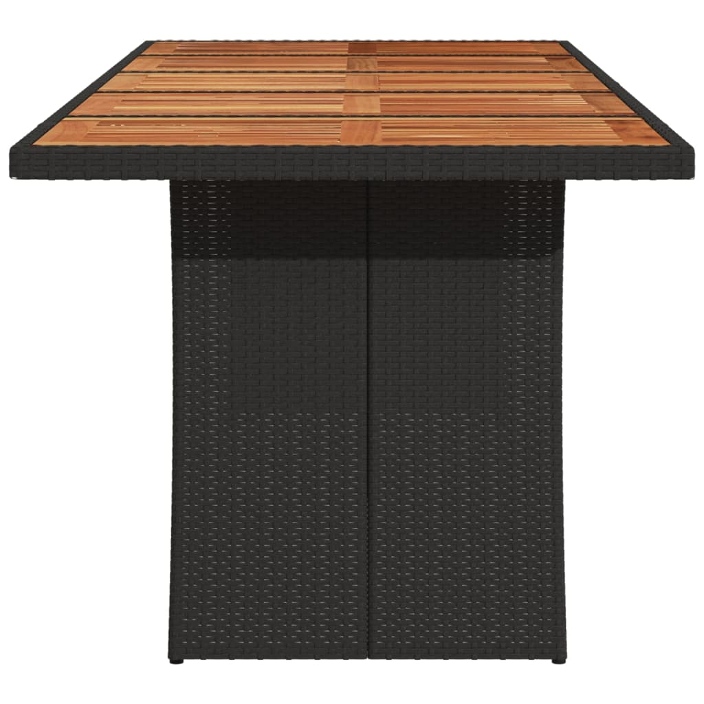 Table de jardin avec plateau en verre 240x90x75 cm poly rotin