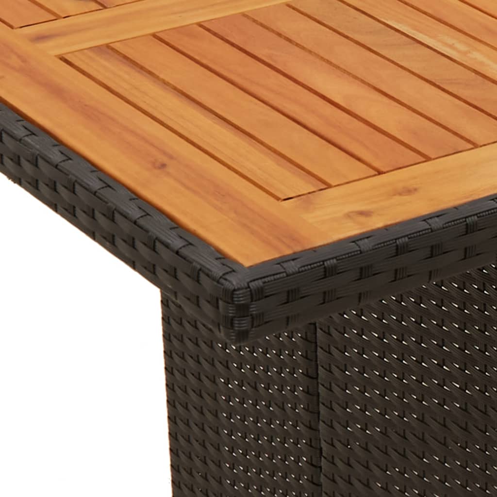 Table de jardin avec plateau en verre 240x90x75 cm poly rotin