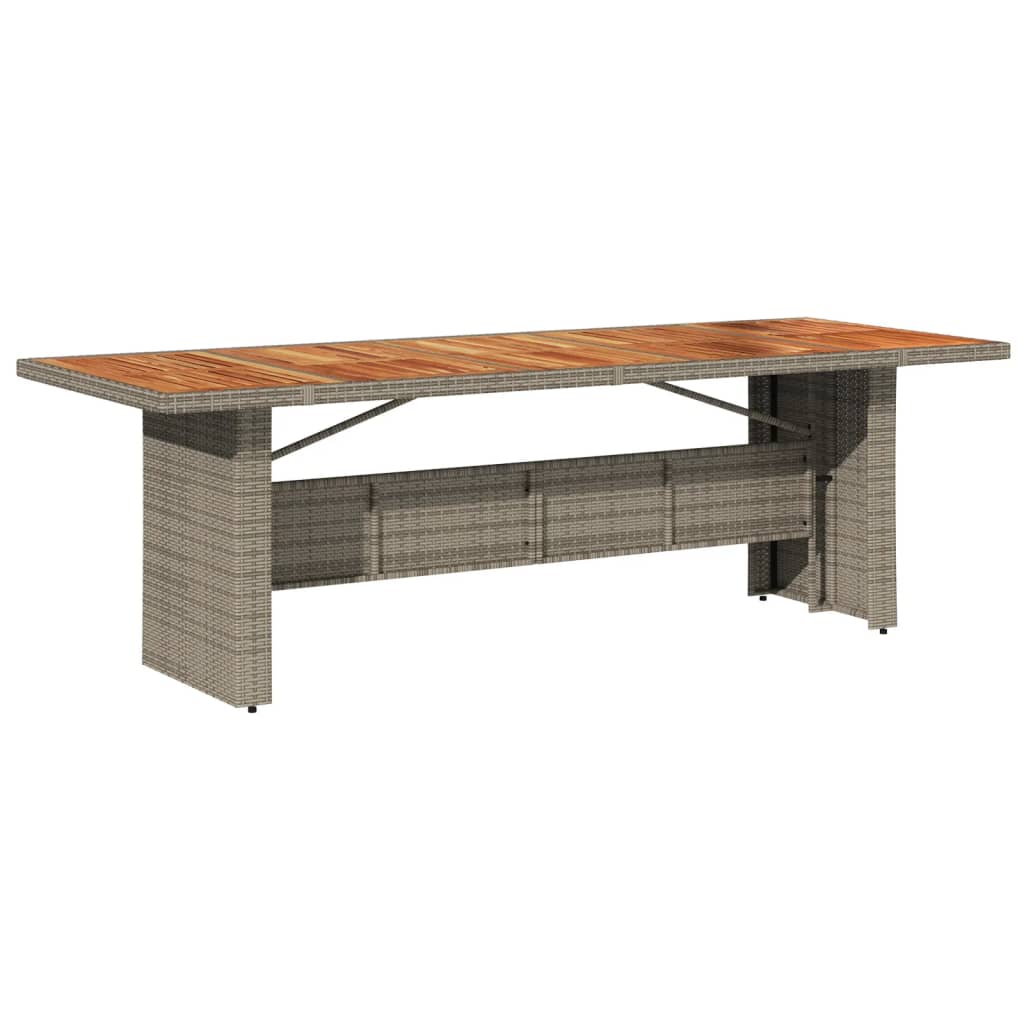 Table de jardin avec plateau en verre 240x90x75 cm poly rotin