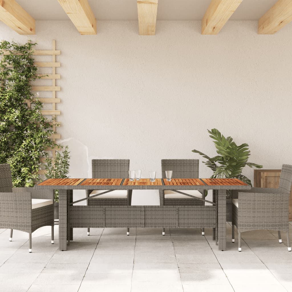 Table de jardin avec plateau en verre 240x90x75 cm poly rotin