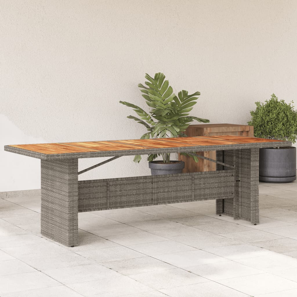 Table de jardin avec plateau en verre 240x90x75 cm poly rotin