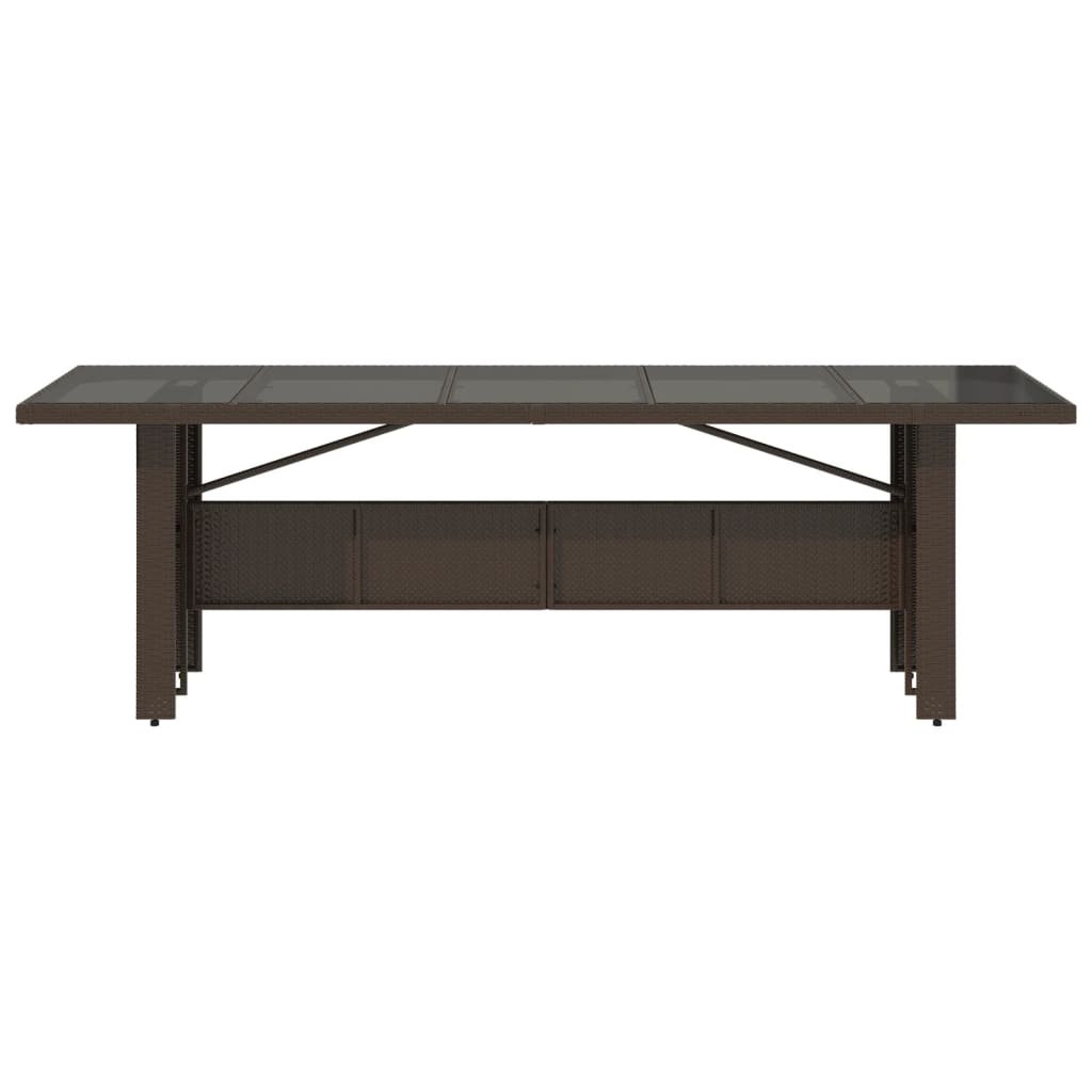 Table de jardin avec plateau en verre 240x90x75 cm poly rotin