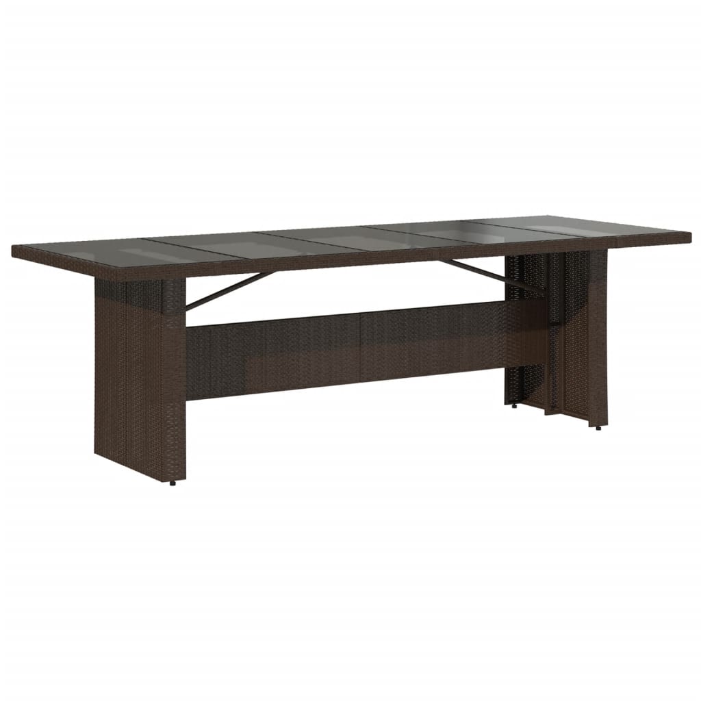 Table de jardin avec plateau en verre 240x90x75 cm poly rotin