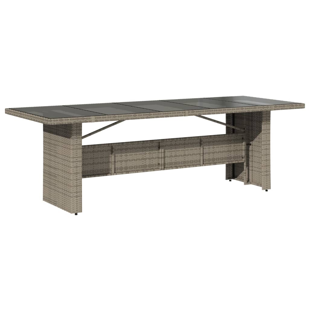 Table de jardin avec plateau en verre 240x90x75 cm poly rotin