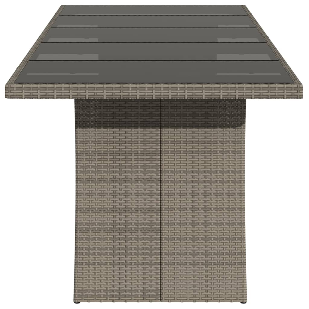 Table de jardin avec plateau en verre 240x90x75 cm poly rotin