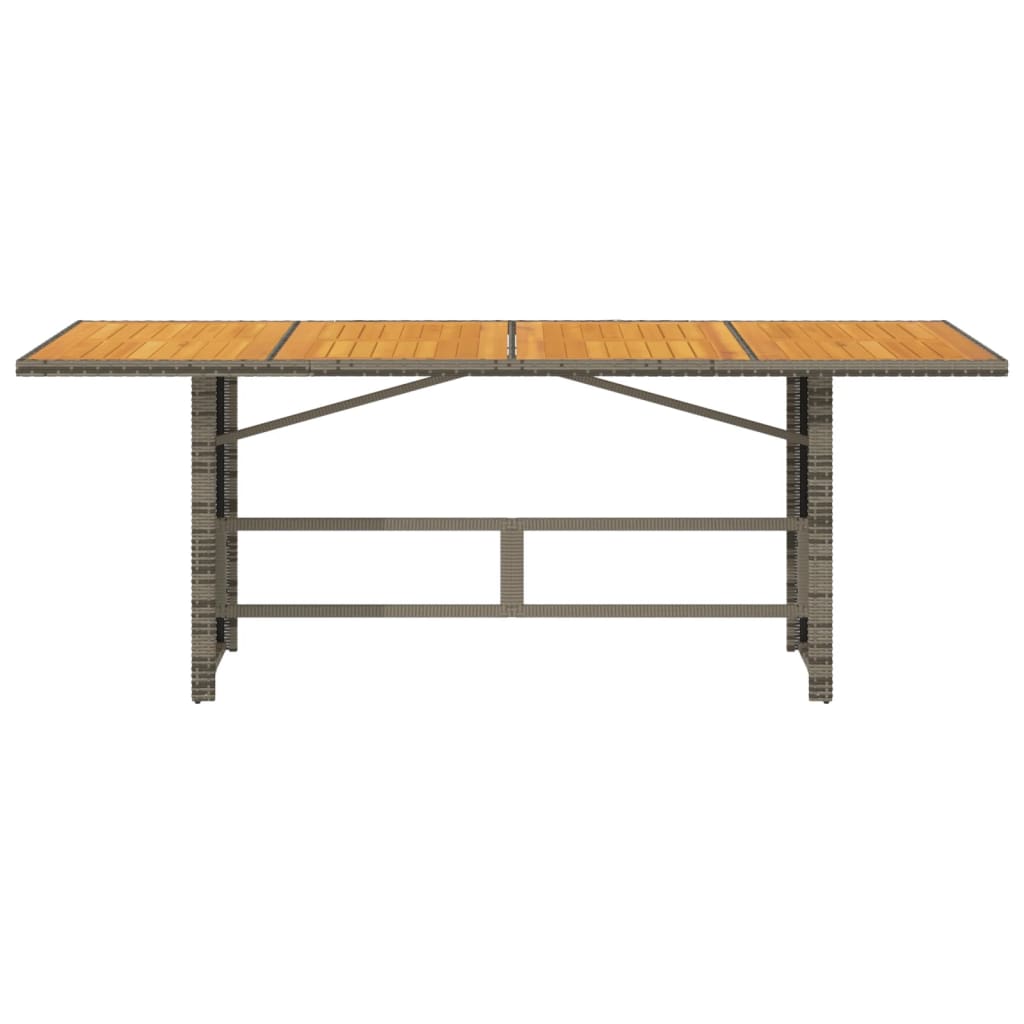 Table de jardin avec plateau en verre 190x80x75 cm poly rotin