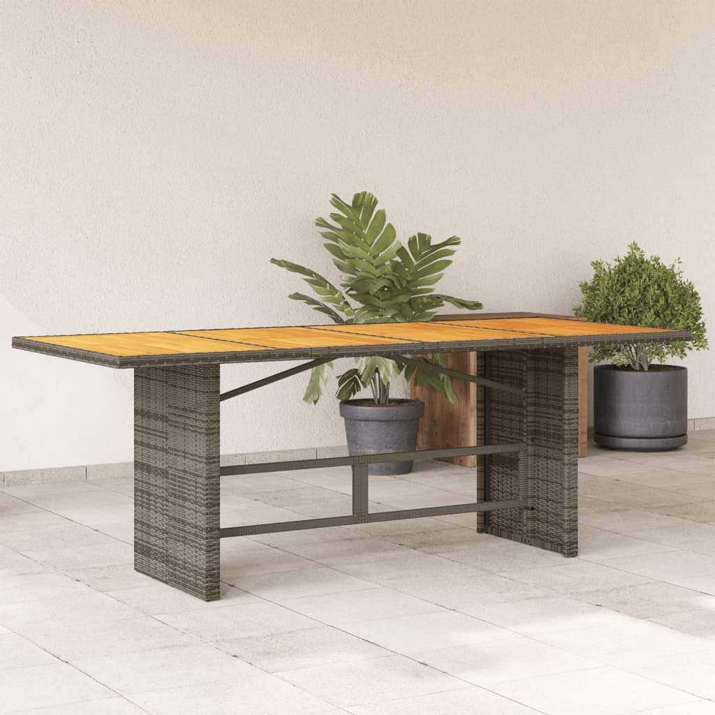 Table de jardin avec plateau en verre 190x80x75 cm poly rotin