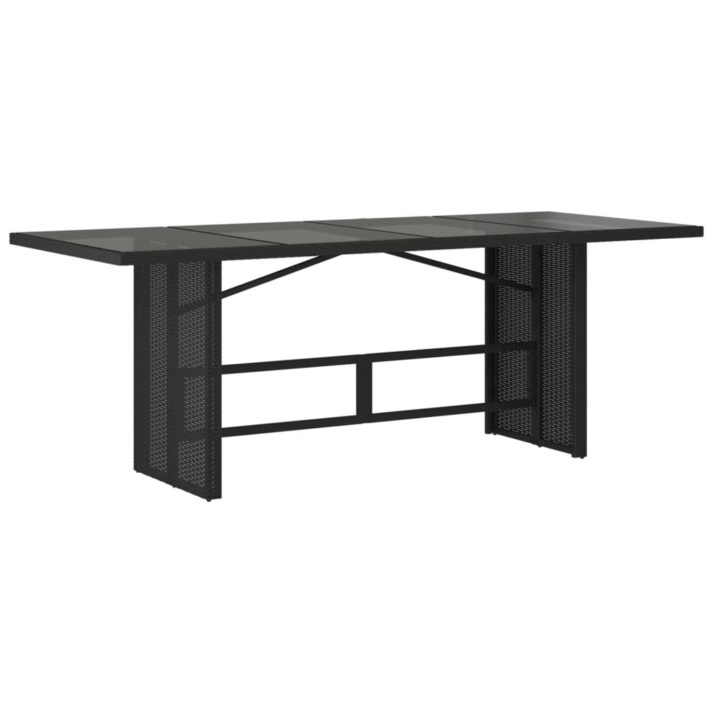 Table de jardin avec plateau en verre 190x80x75 cm poly rotin