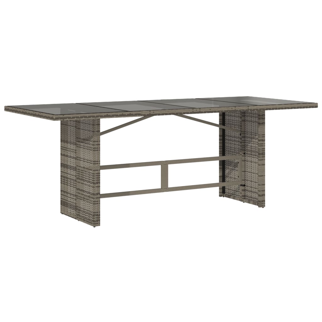 Table de jardin avec plateau en verre 190x80x75 cm poly rotin