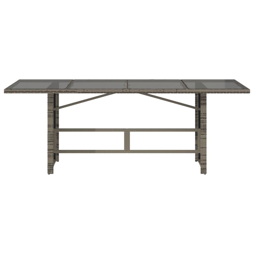 Table de jardin avec plateau en verre 190x80x75 cm poly rotin