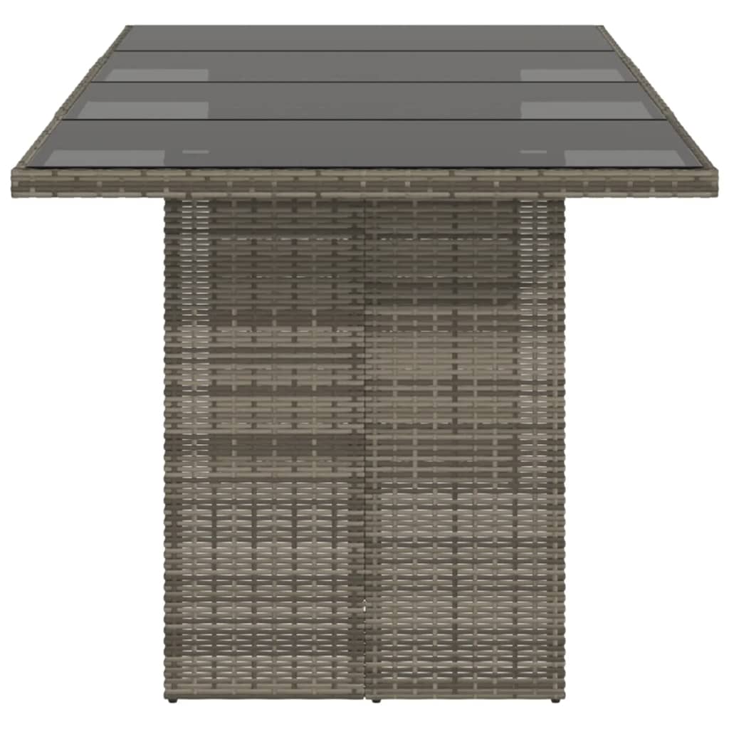 Tuintafel met glazen blad 190x80x75 cm poly rattan