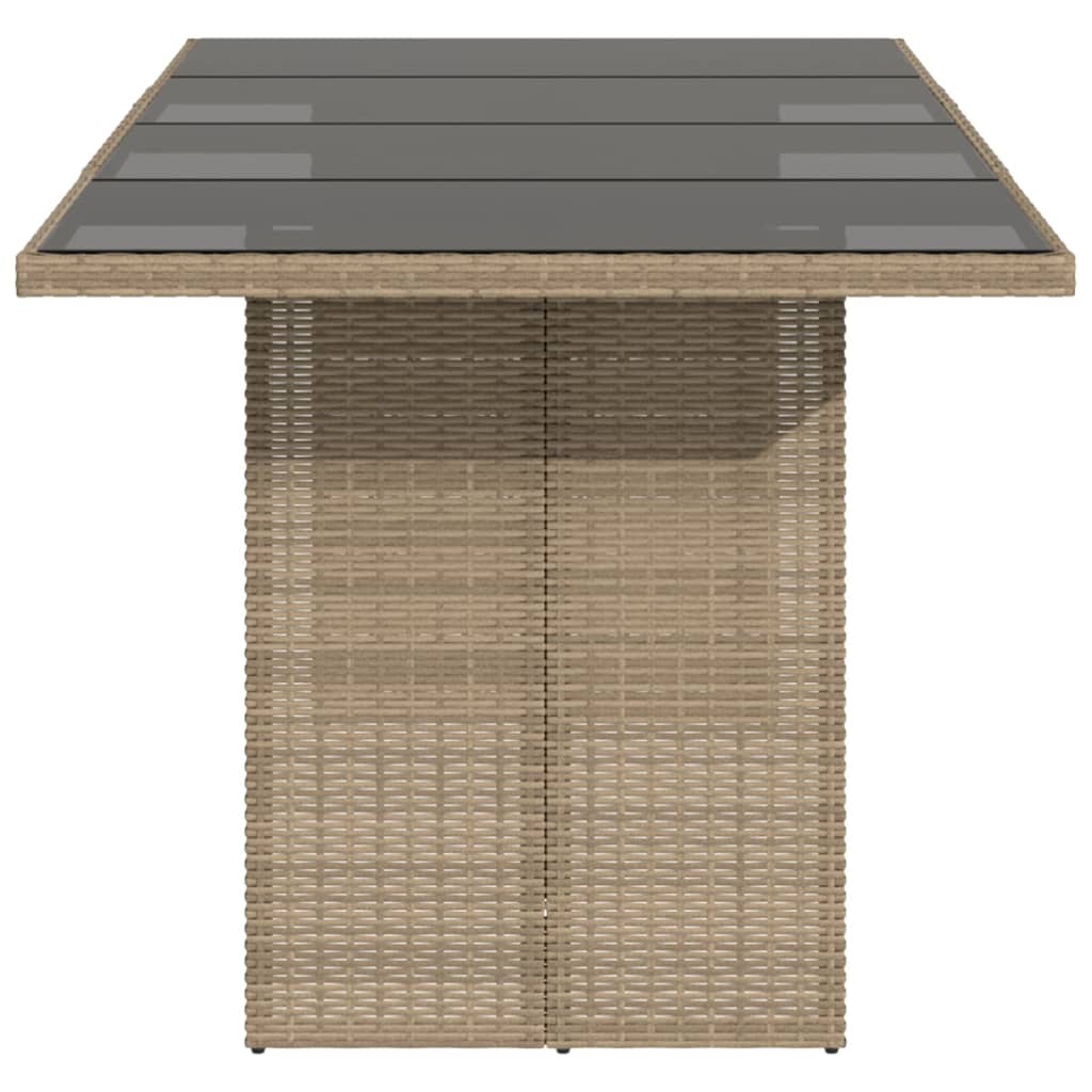 Tuintafel met glazen blad 190x80x75 cm poly rattan