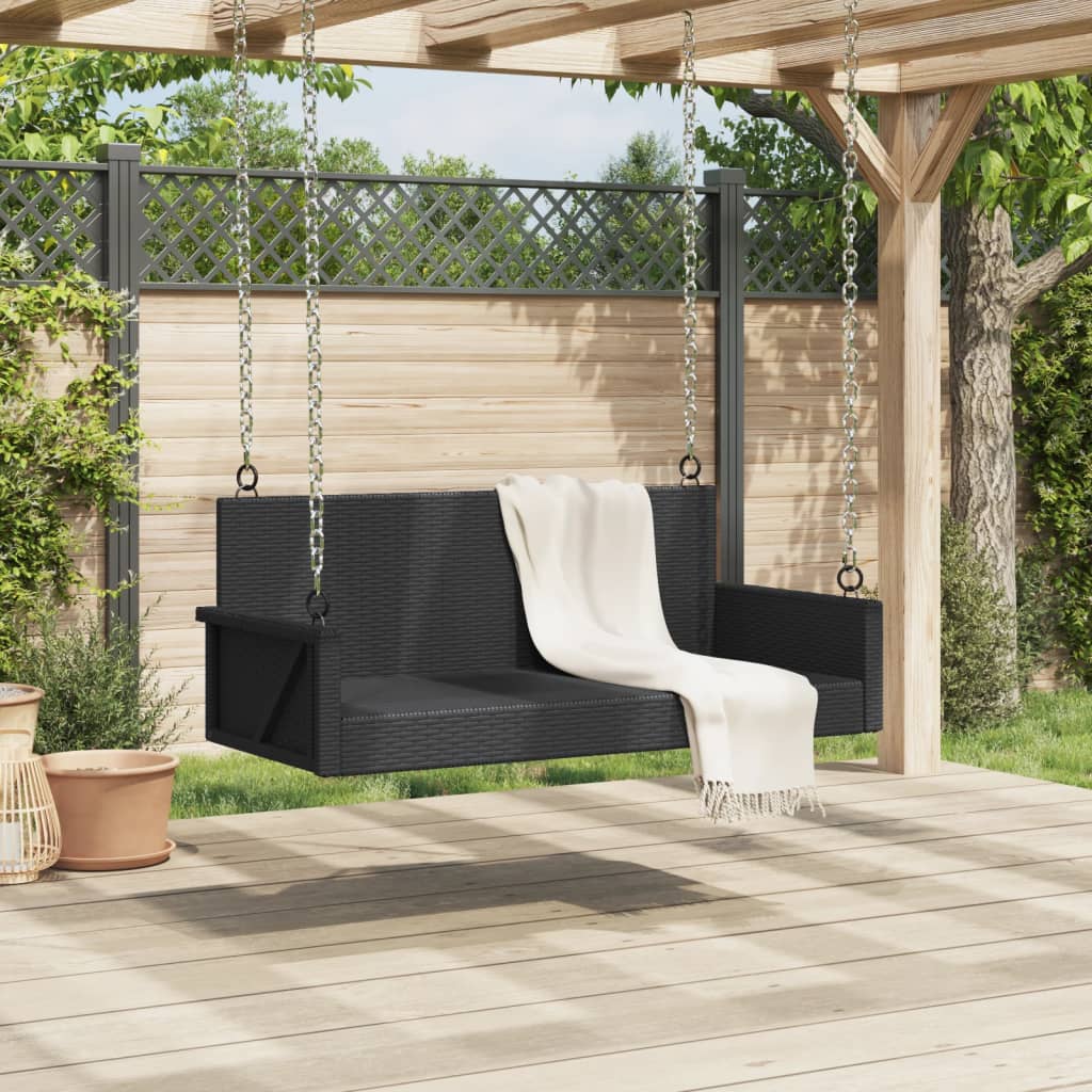 Banc balançoire avec coussins 119x56x48 cm poly rotin