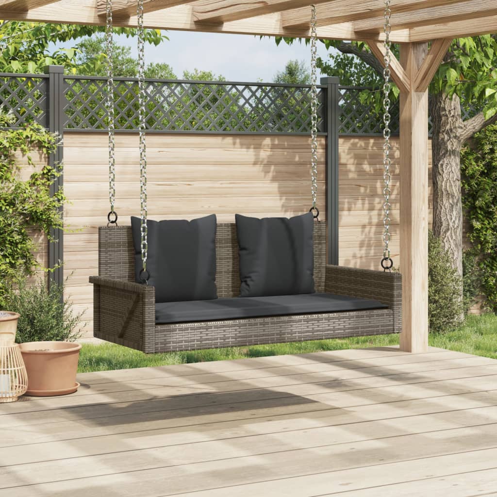 Banc balançoire avec coussins 119x56x48 cm poly rotin