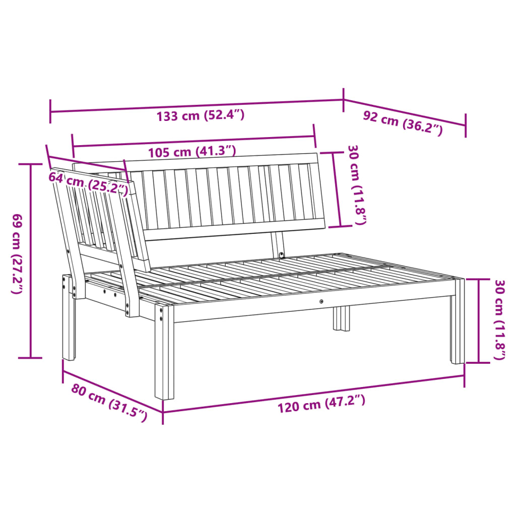 Table de jardin 100x60x30 cm en bois d'acacia massif