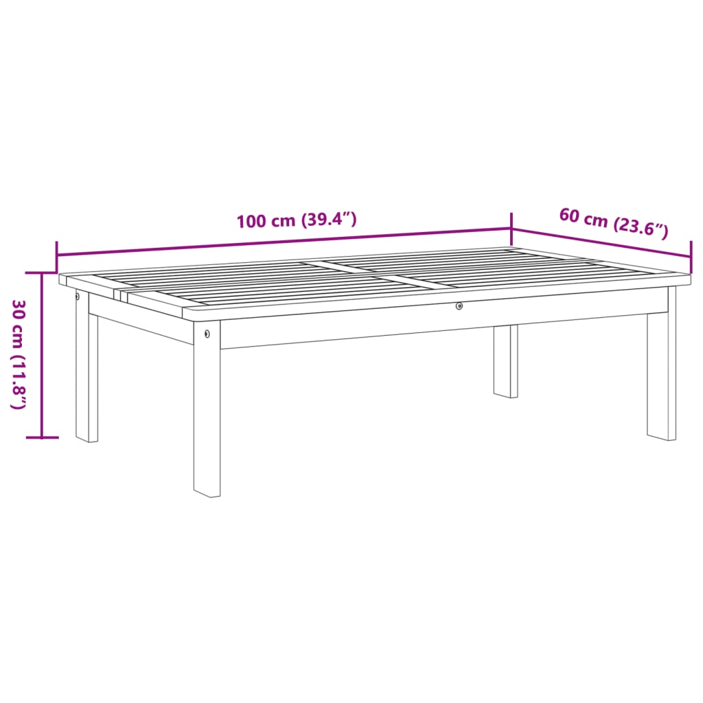 Table de jardin 100x60x30 cm en bois d'acacia massif