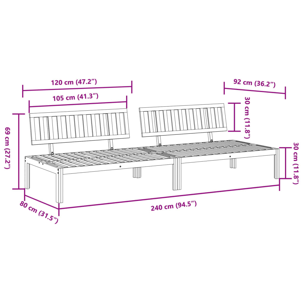 Table de jardin 100x60x30 cm en bois d'acacia massif