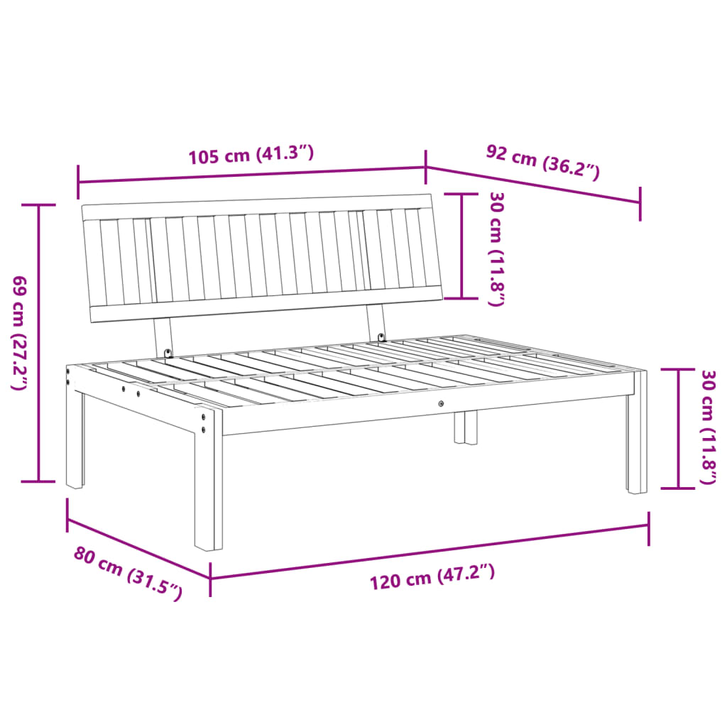 Table de jardin 100x60x30 cm en bois d'acacia massif