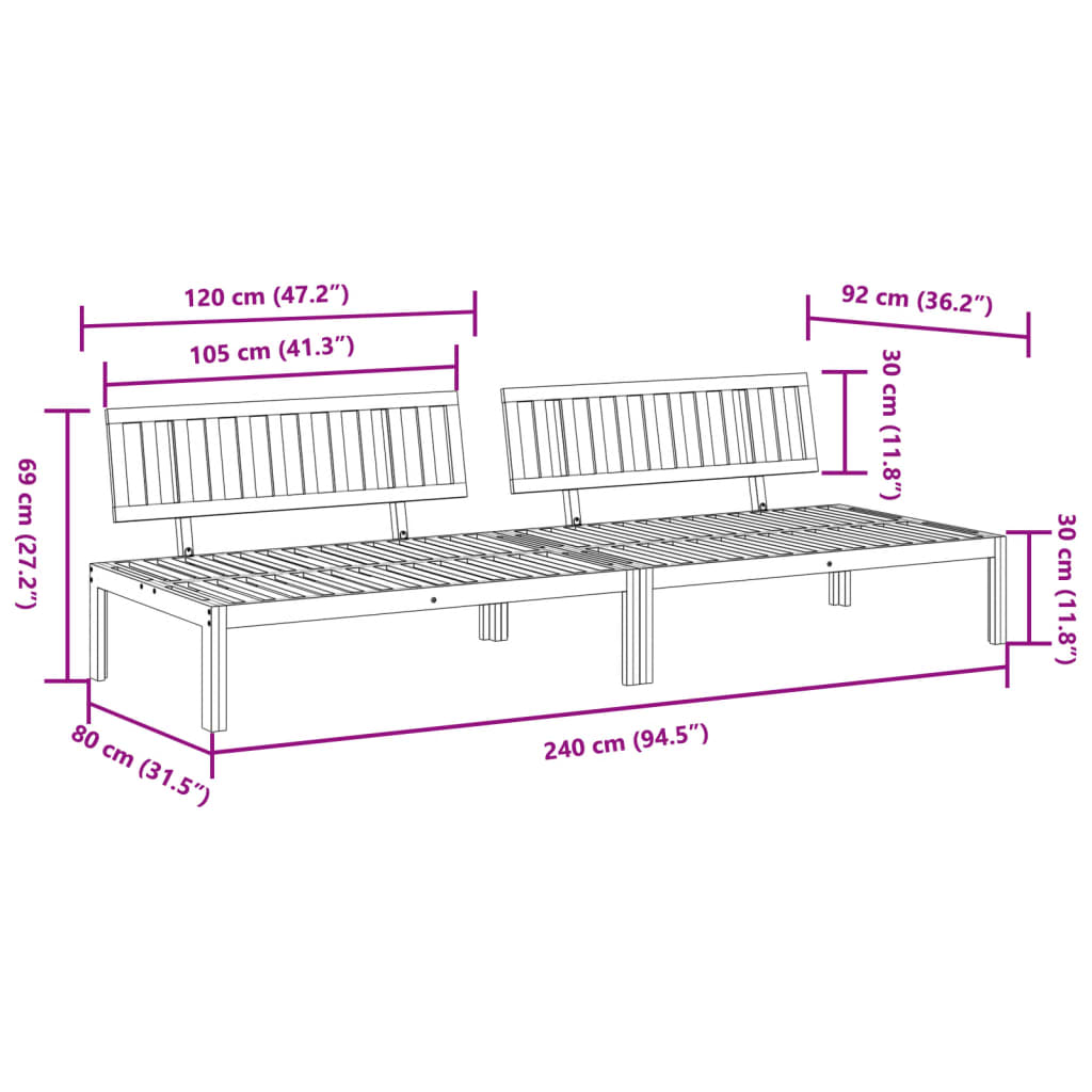 Table de jardin 100x60x30 cm en bois d'acacia massif