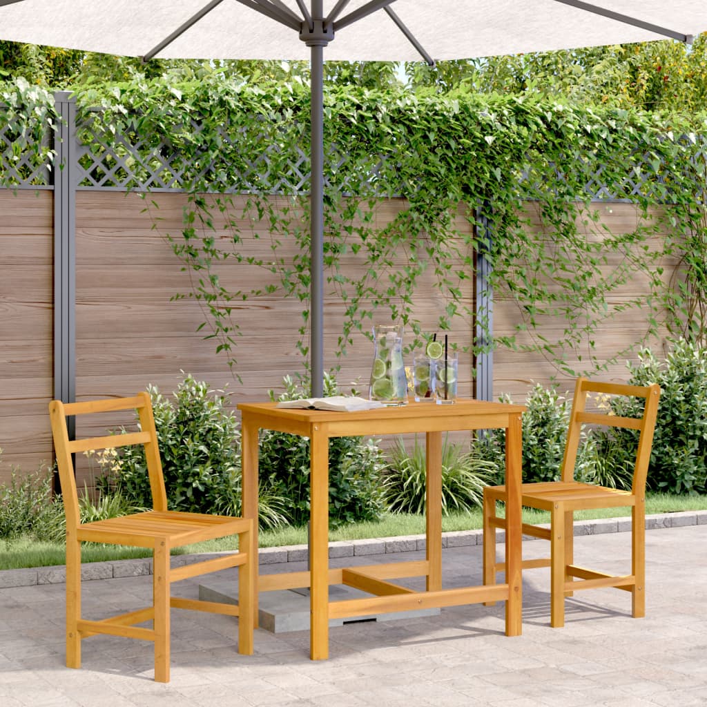 Ensemble de balcon 3 pièces avec coussins en bois d'acacia massif