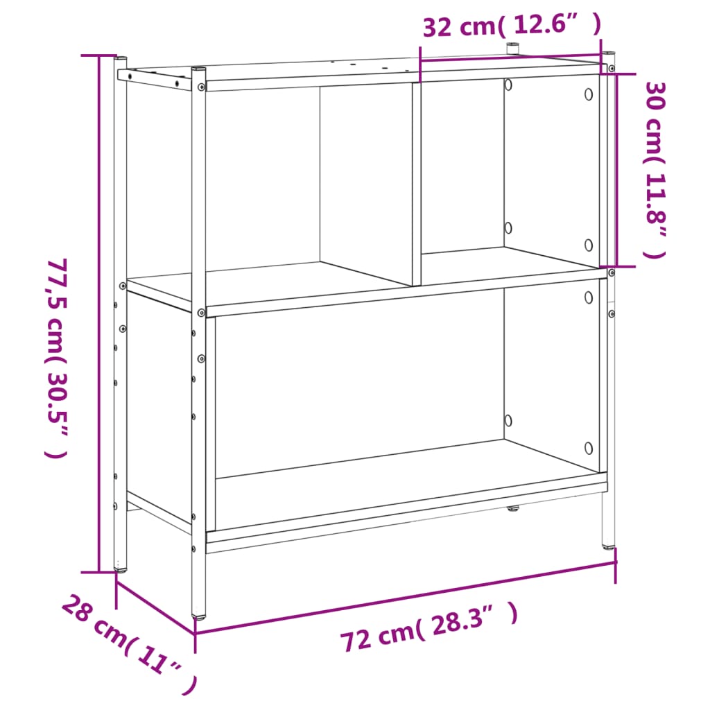 Boekenkast 72x28x109 cm bewerkt hout