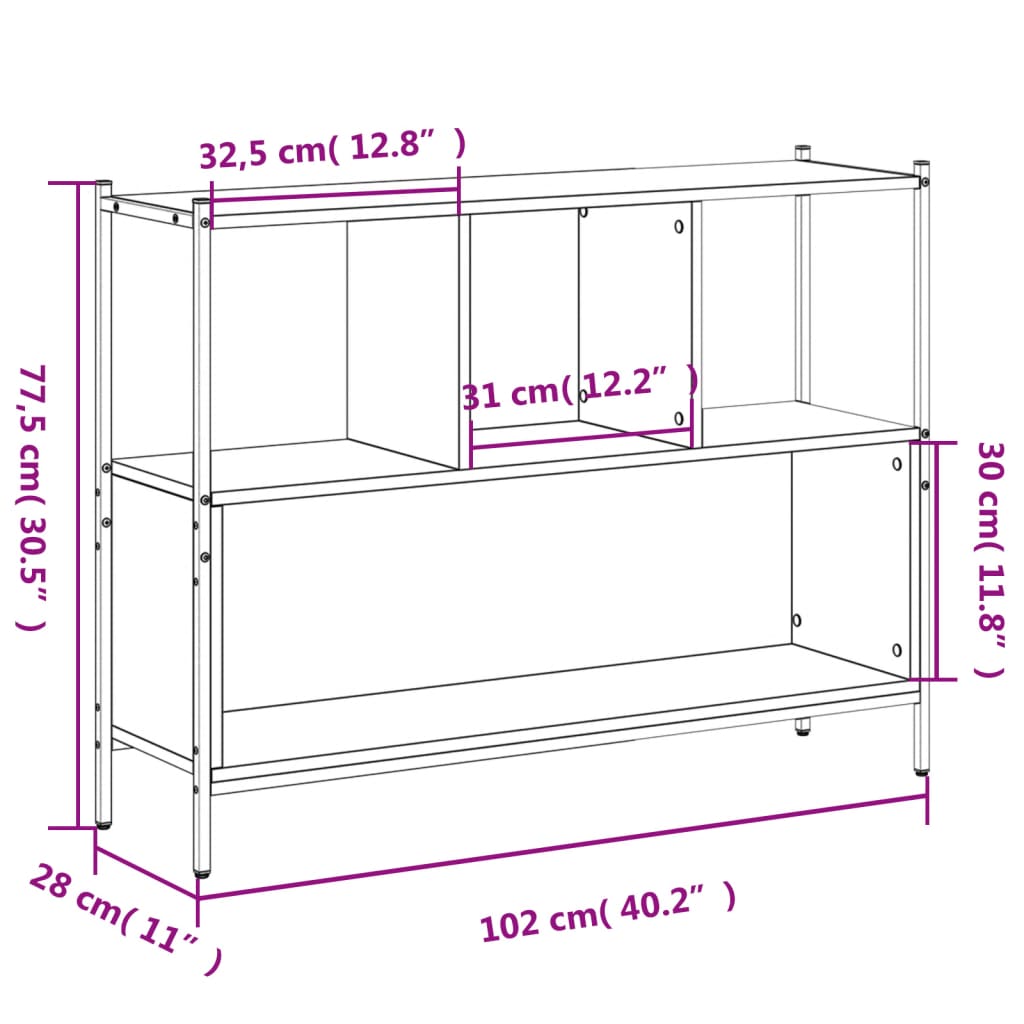 Boekenkast 102x28x77,5 cm bewerkt hout