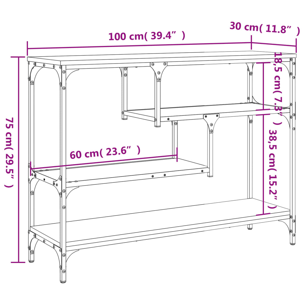 Wandtafel 100x30x75 cm bewerkt hout