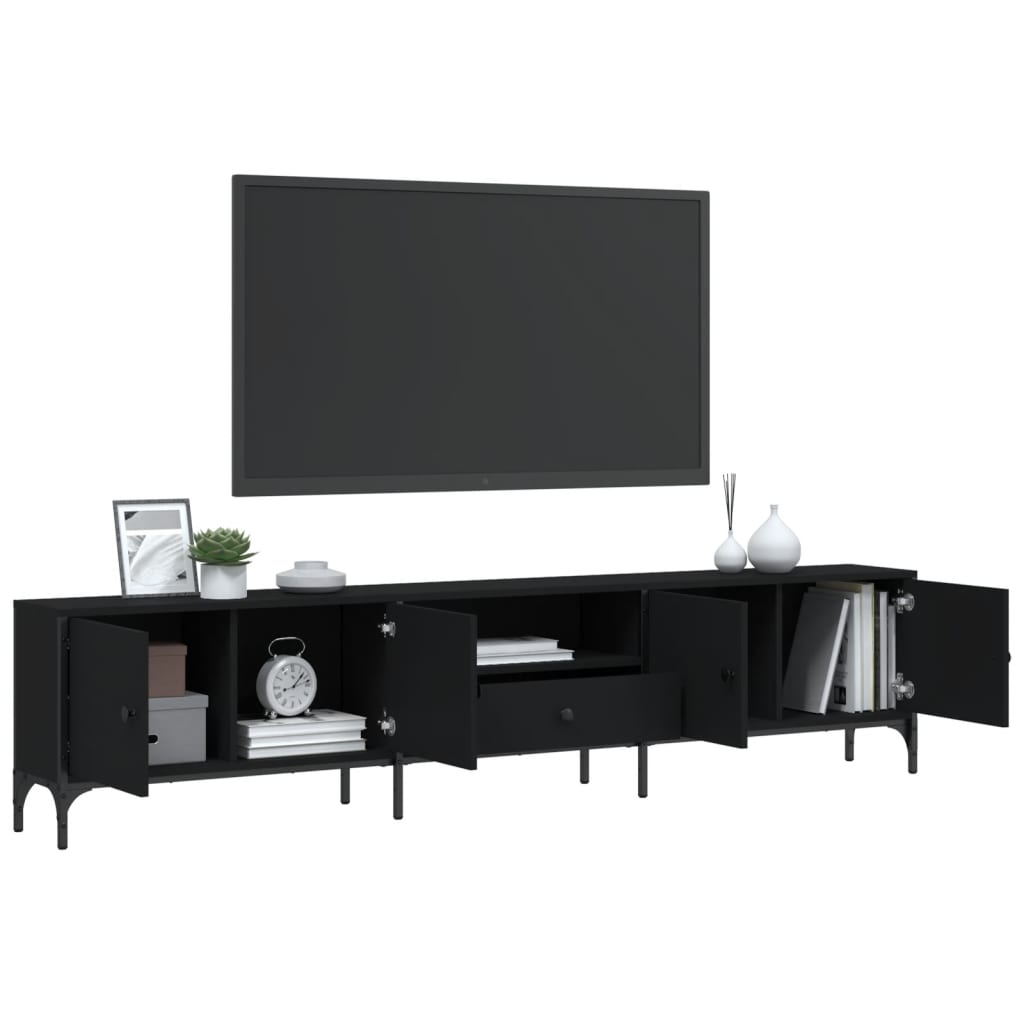 Tv-meubel met lade 200x25x44 cm bewerkt hout eikenkleur