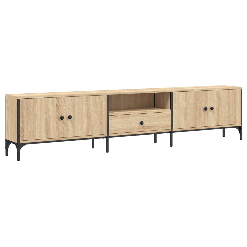 Tv-meubel met lade 200x25x44 cm bewerkt hout eikenkleur