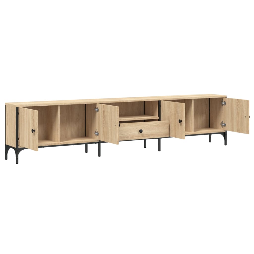 Tv-meubel met lade 200x25x44 cm bewerkt hout eikenkleur