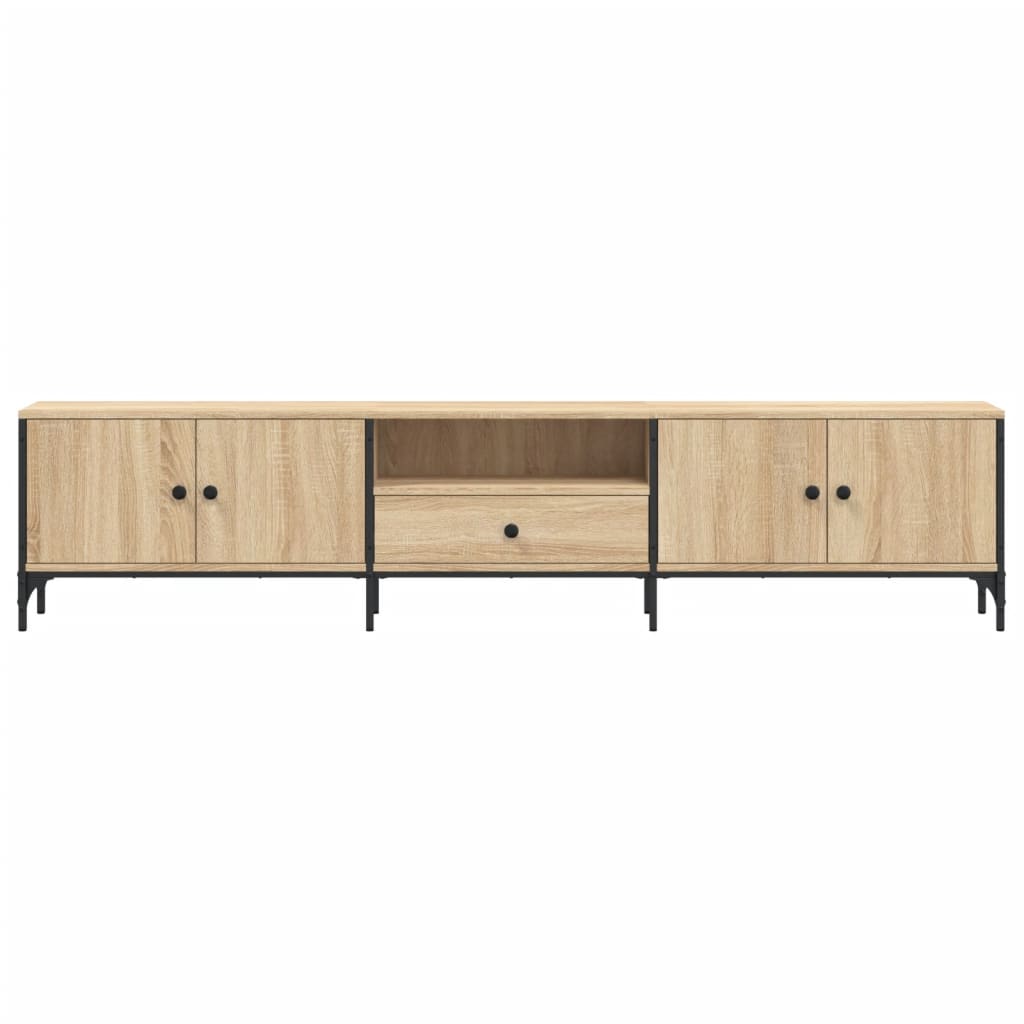 Tv-meubel met lade 200x25x44 cm bewerkt hout bruin eikenkleur