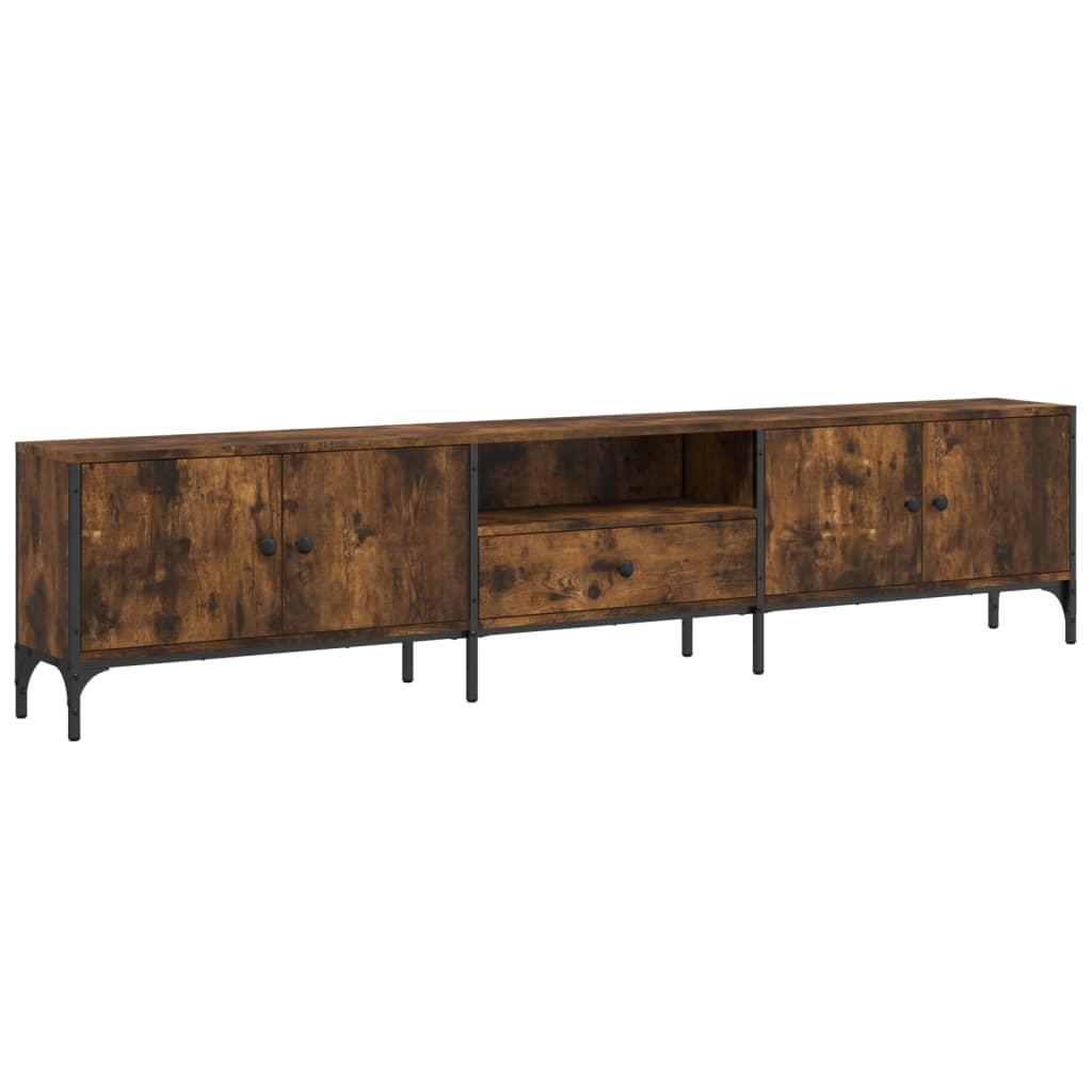 Tv-meubel met lade 200x25x44 cm bewerkt hout bruin eikenkleur