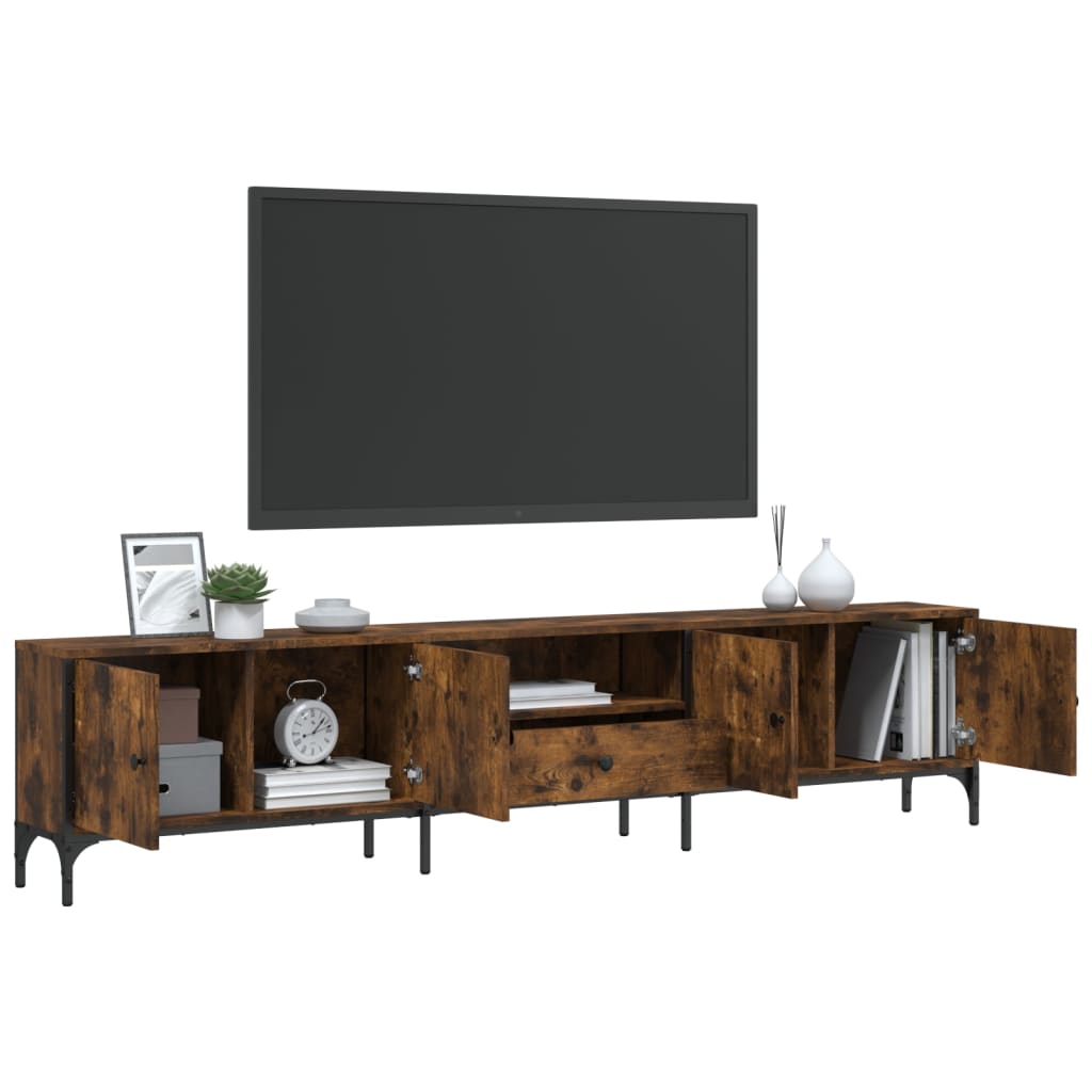 Meuble TV avec tiroir 200x25x44 cm finition bois couleur chêne