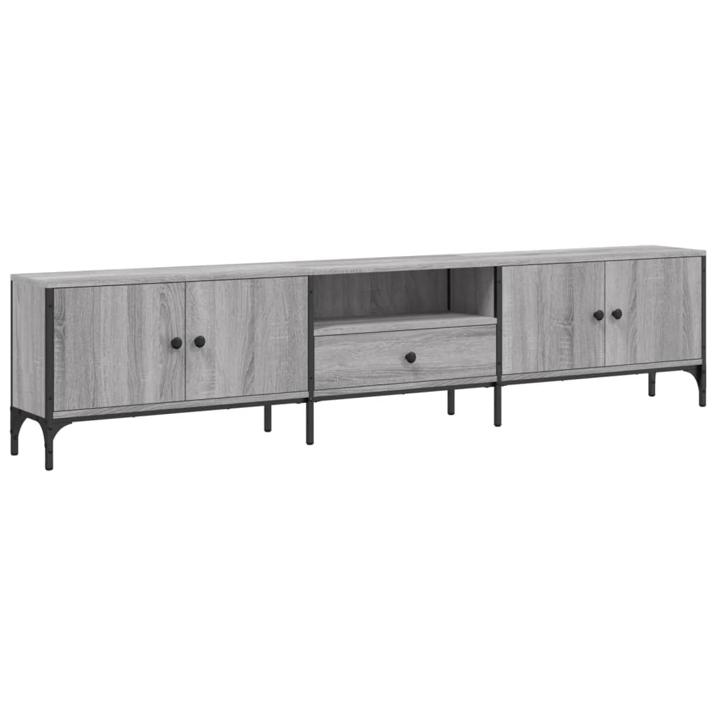 Tv-meubel met lade 200x25x44 cm bewerkt hout artisanaal eiken