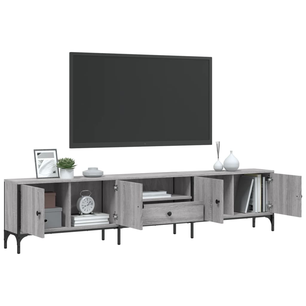 Meuble TV avec tiroir 200x25x44 cm finition bois couleur chêne