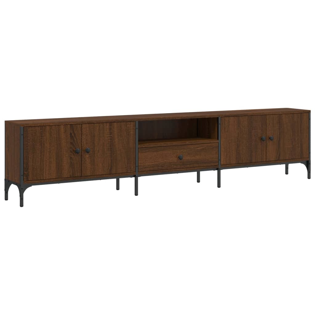 Tv-meubel met lade 200x25x44 cm bewerkt hout eikenkleur