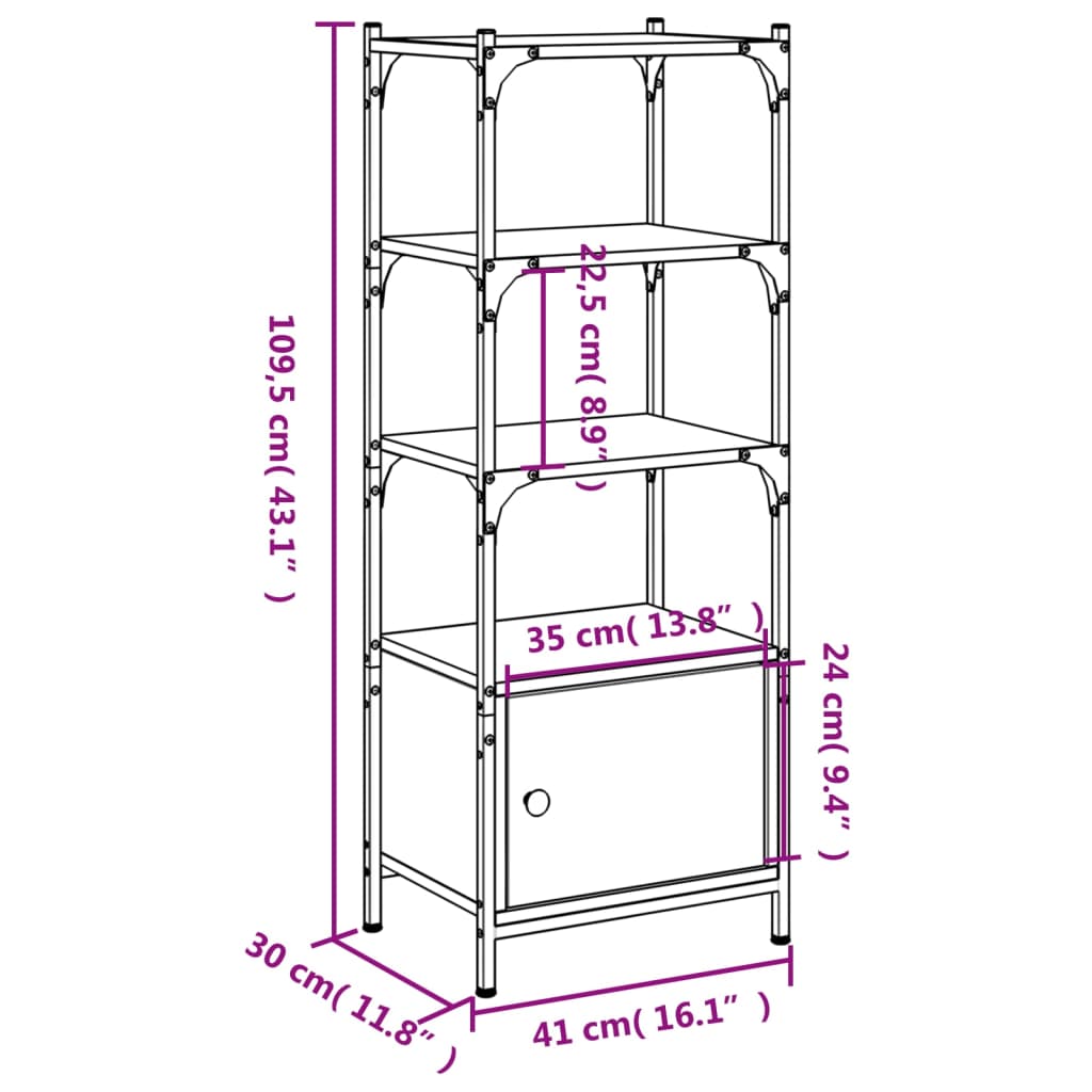 Boekenkast 3-laags 70x30x109,5 cm bewerkt hout