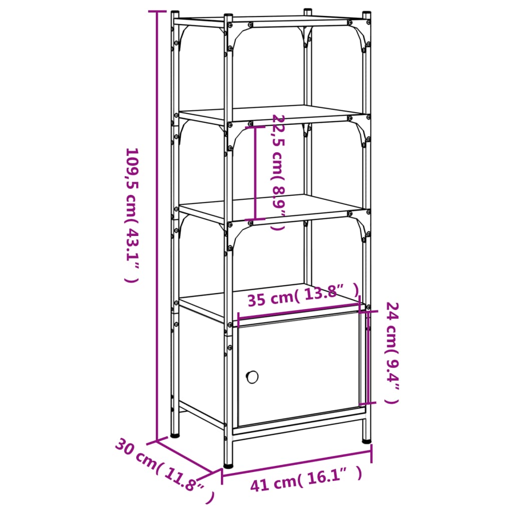 Boekenkast 3-laags 70x30x109,5 cm bewerkt hout