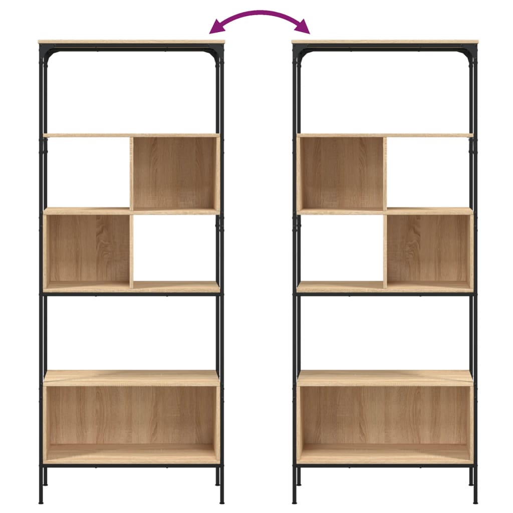 Boekenkast 5-laags 76x33x188,5 cm bewerkt hout