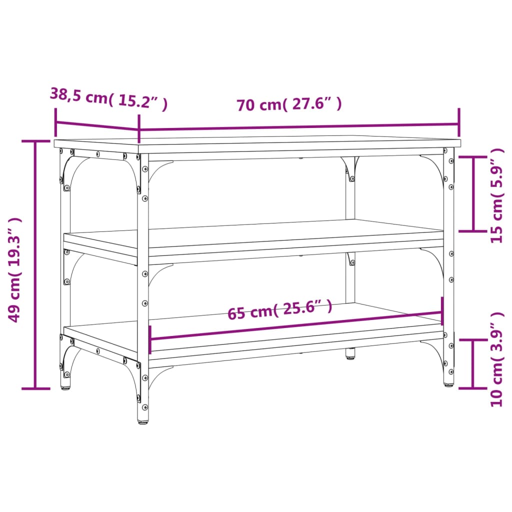 Schoenenbankje 100x38,5x49 cm bewerkt hout eikenkleurig