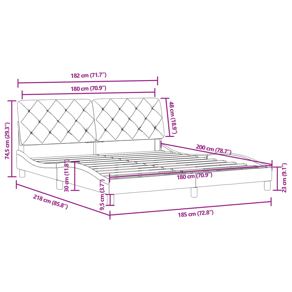 Bedframe met hoofdeinde fluweel zwart 180x200 cm