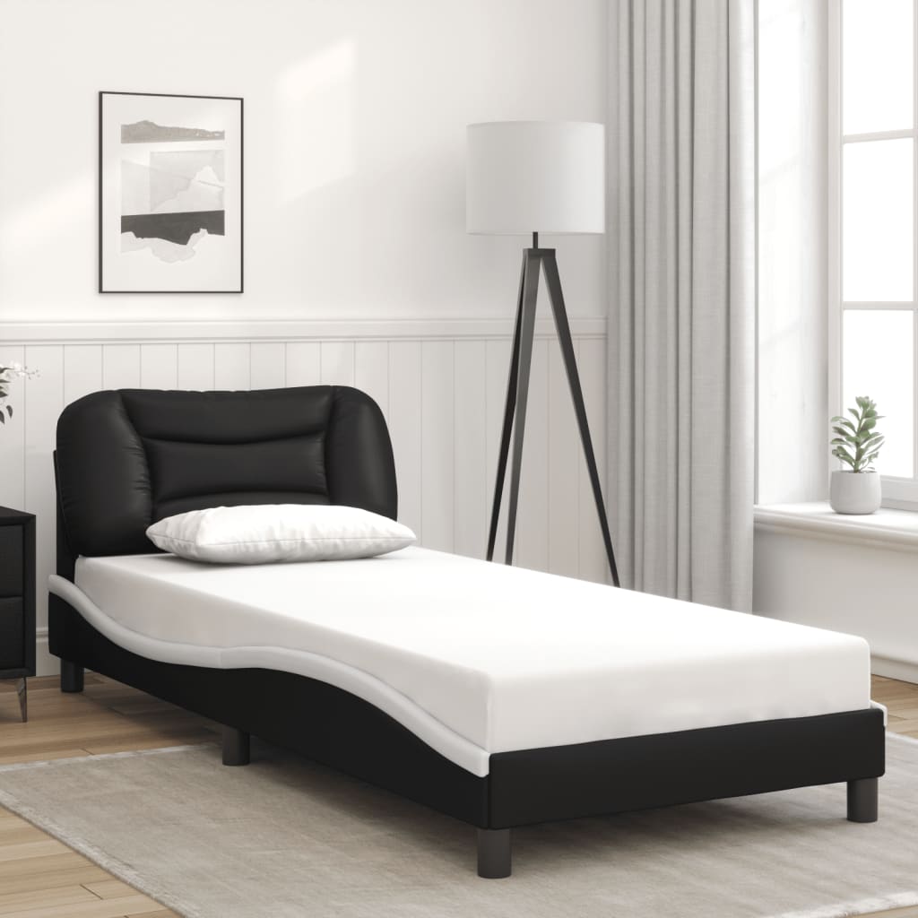 Bedframe met hoofdbord kunstleer 90x190 cm