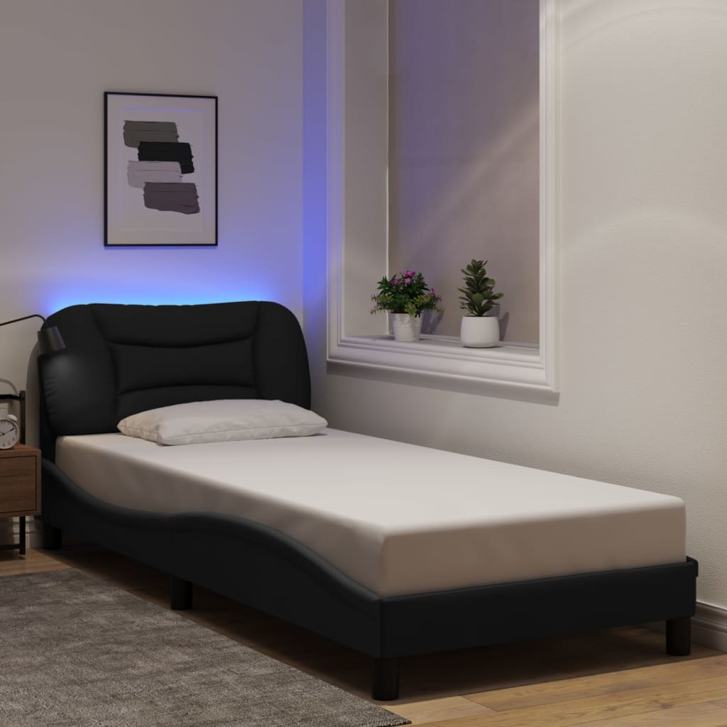 Bedframe met LED-verlichting stof 90x190 cm