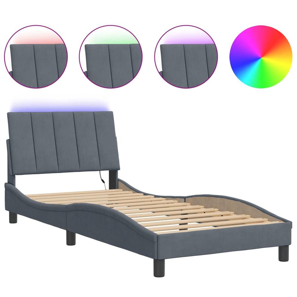 Bedframe met LED-verlichting fluweel 90x190 cm