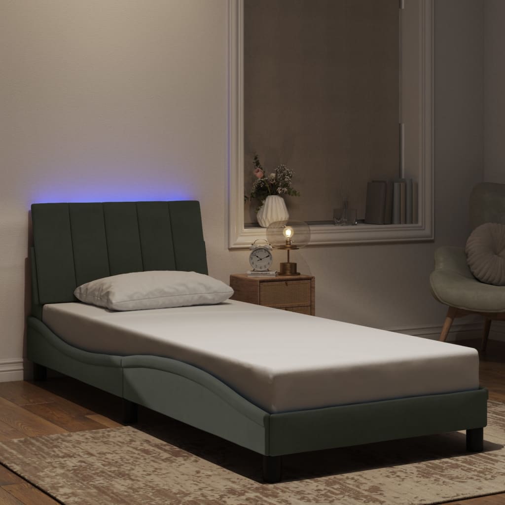 Bedframe met LED-verlichting fluweel 90x190 cm