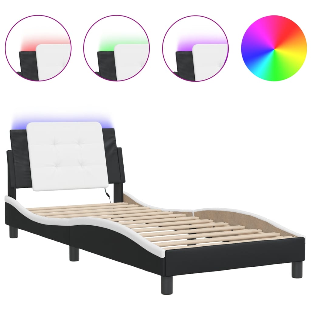 Bedframe met LED-verlichting kunstleer 90x190 cm