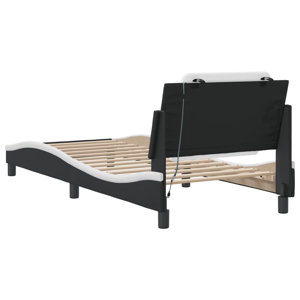 Bedframe met LED-verlichting kunstleer 90x190 cm