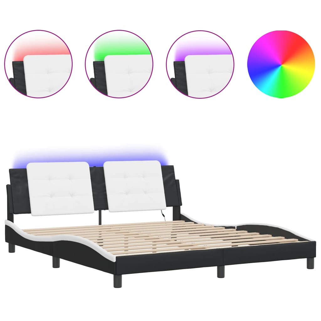 Bedframe met LED-verlichting kunstleer 90x190 cm