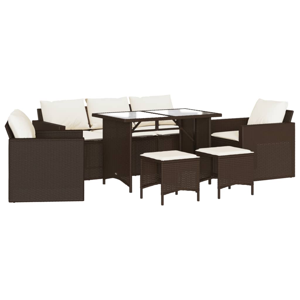 6-delige Loungeset met kussens poly rattan